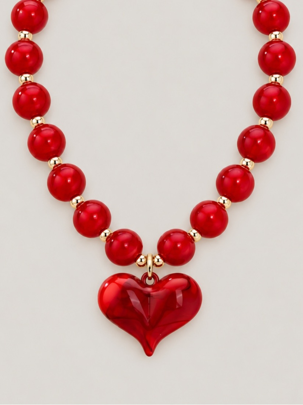 New! Red Beaded Heart Dopamine Necklace NWOT